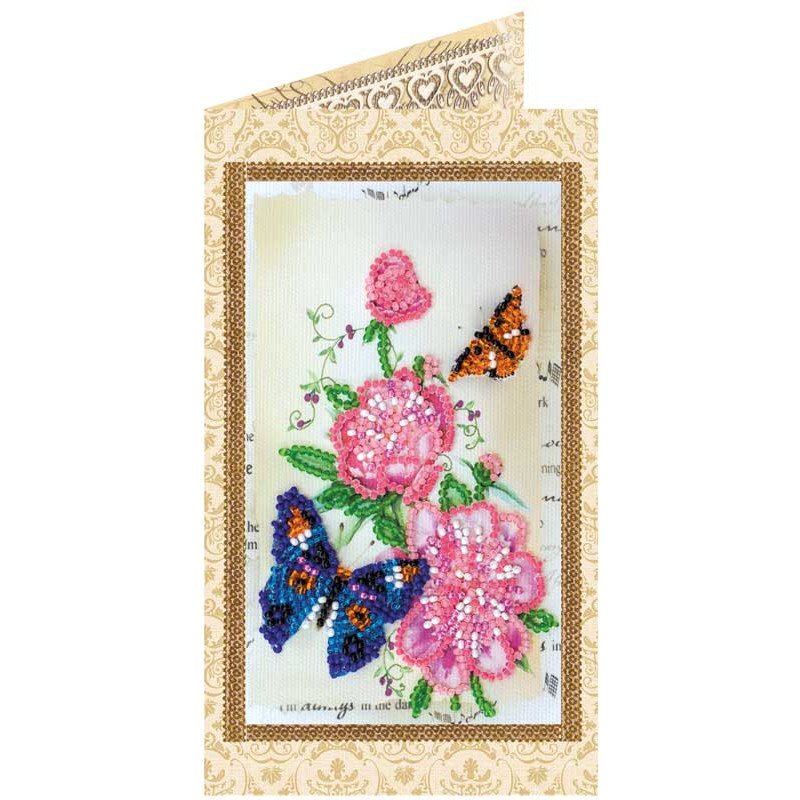 Набір для вишивання бісером листівка Абріс Арт АО-130 Квіти і метелики