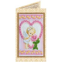 Набор для вышивки бисером открытка Абрис Арт АО-134 Ангелочек и роза