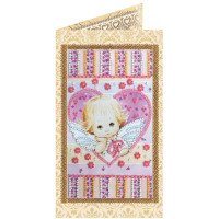 Bead embroidery kit postcard Abris Art AO-135 Little Cupid