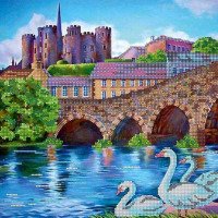 Pattern for beading Abris Art AC-268 Swans on the shore