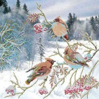 Pattern for beading Abris Art AC-278 The waxwings arrived