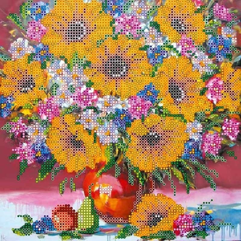 Pattern for beading Abris Art AC-447 Still Life with Sunflowers