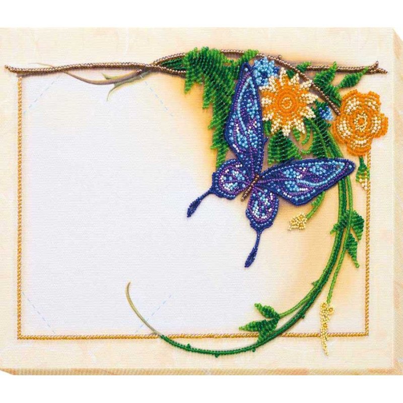 Набір для вышивання бісером фоторамка Абріс Арт АР-006 Блакитний метелик