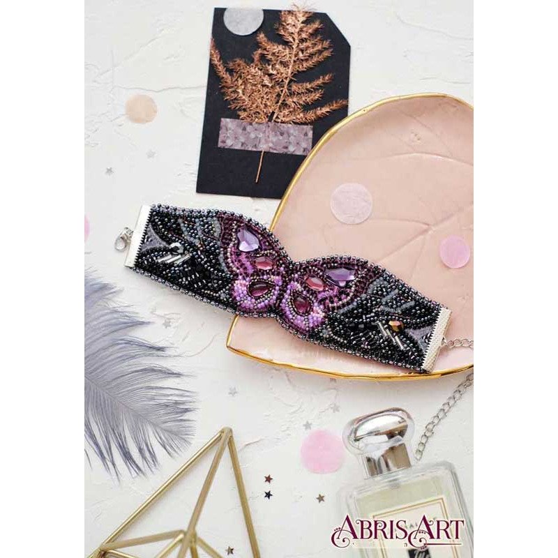 Набор для вышивки бисером украшение-браслет на натуральном художественном холсте Абрис Арт ADB-003 Лиловый взмах