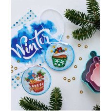 Набір для вишивання бісером новорічної іграшки на натуральному художньому холсті Абріс Арт АВТ-019 Новорічні солодощі