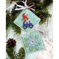 Набор для вышивки бисером новогодней игрушки на натуральном художественном холсте Абрис Арт АВТ-023 Мчатся подарки