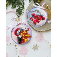 Набор для вышивки бисером новогодней игрушки на натуральном художественном холсте Абрис Арт АВТ-027 Красавчик