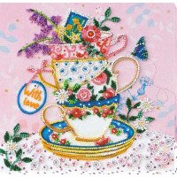 Mid-sized bead embroidery kit Abris Art AMB-019 Having a cup of tea