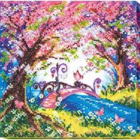 Mid-sized bead embroidery kit Abris Art AMB-023 Bridge in the spring
