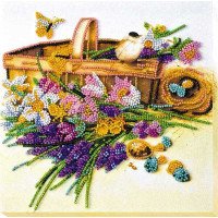 Mid-sized bead embroidery kit Abris Art AMB-024 Early flowers