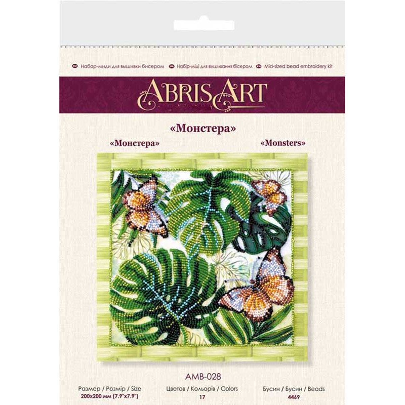 Mid-sized bead embroidery kit Abris Art AMB-028 Monstera