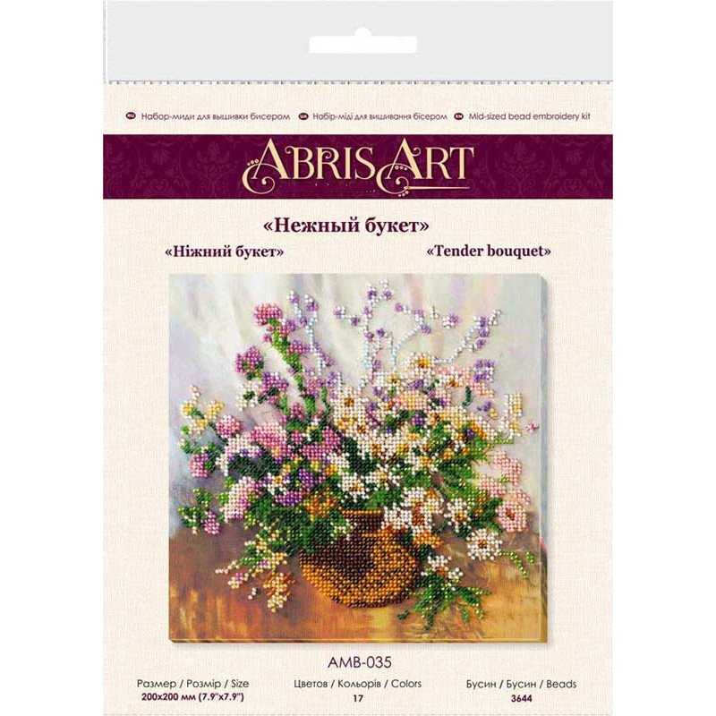 Mid-sized bead embroidery kit Abris Art AMB-035 Delicate bouquet