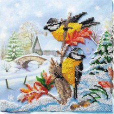 Mid-sized bead embroidery kit Abris Art AMB-050 Feathered guests