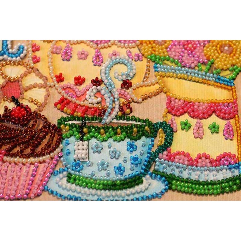 Mid-sized bead embroidery kit Abris Art AMB-055 Crazy Tea Party