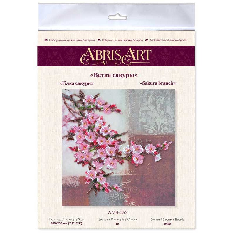 Mid-sized bead embroidery kit Abris Art AMB-062 Sakura branch