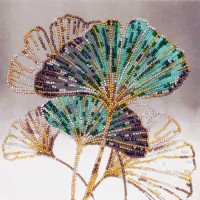 Mid-sized bead embroidery kit Abris Art AMB-087 Emerald leaves