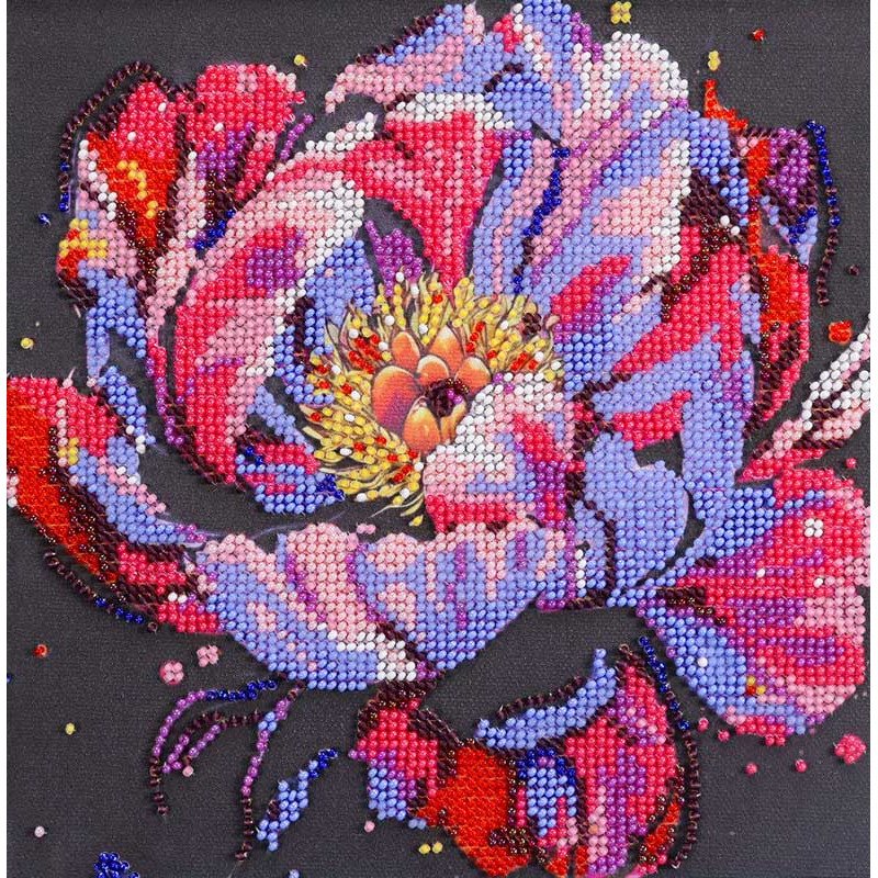 Mid-sized bead embroidery kit Abris Art AMB-104 Time to bloom