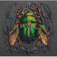 Mid-sized bead embroidery kit Abris Art AMB-105 Emerald beetle