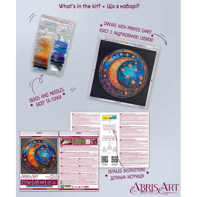 Mid-sized bead embroidery kit Abris Art AMB-108 Magical dreams