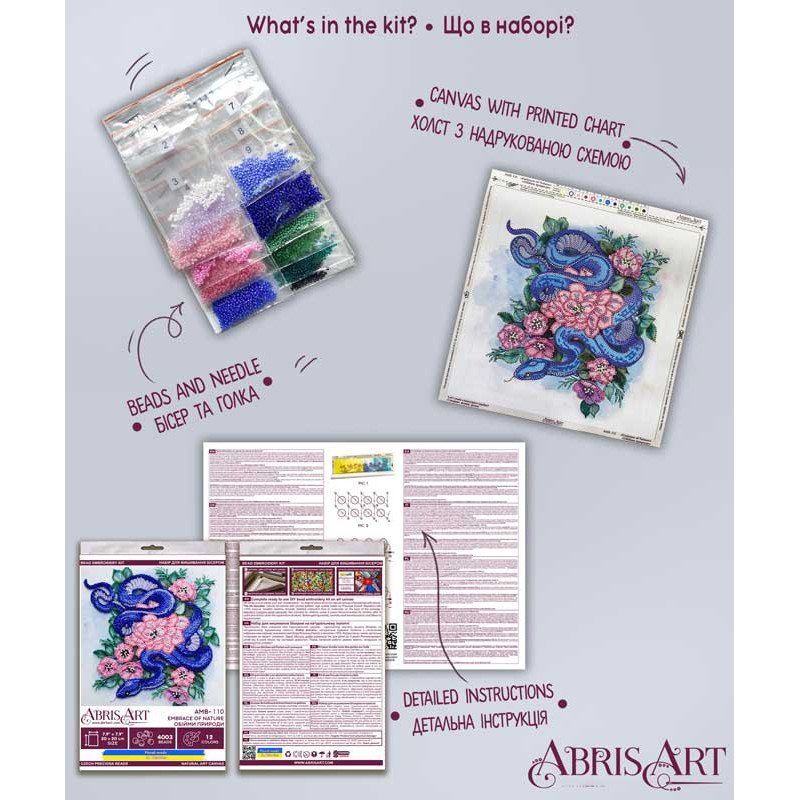 Mid-sized bead embroidery kit Abris Art AMB-110 Embrace of nature