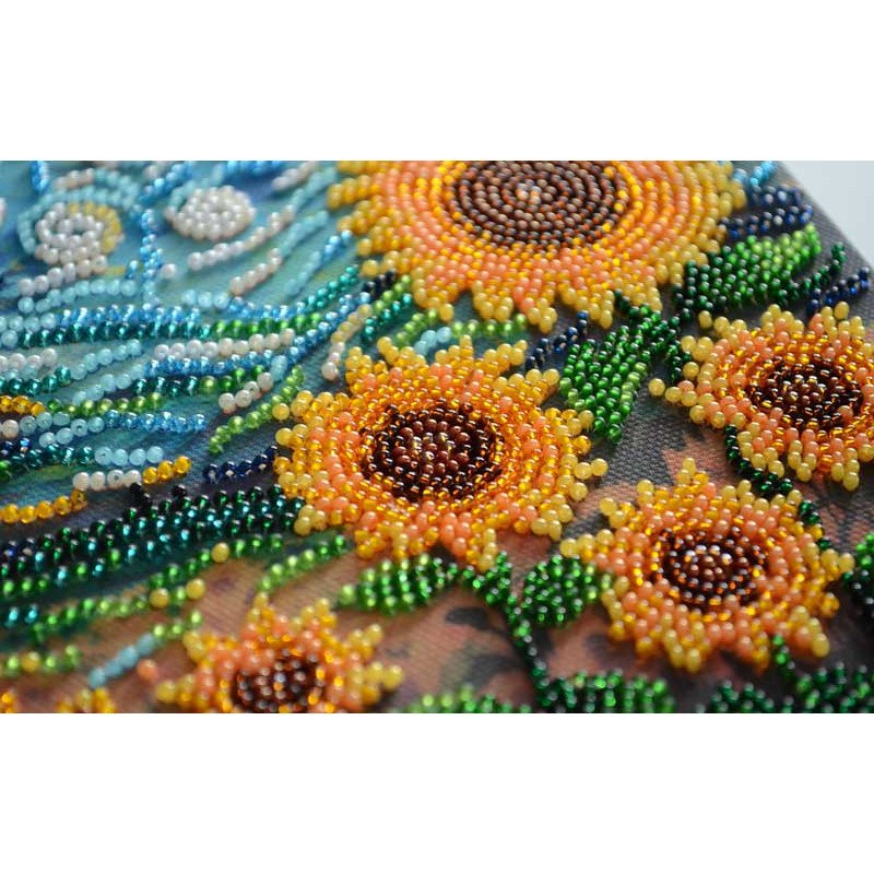 Mid-sized bead embroidery kit Abris Art AMB-111 Sunflowers in the embrace of the night