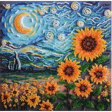 Mid-sized bead embroidery kit Abris Art AMB-111 Sunflowers in the embrace of the night