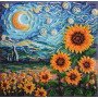 Mid-sized bead embroidery kit Abris Art AMB-111 Sunflowers in the embrace of the night