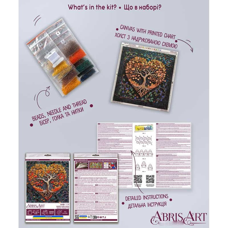 Mid-sized bead embroidery kit Abris Art AMB-119 Warm feelings