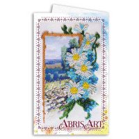 Microbead embroidery kit postcard-envelope Abris Art AOM-002 Camomile field