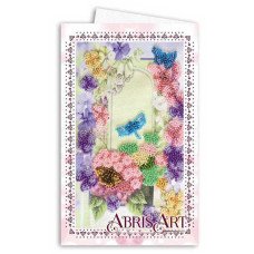 Набор для вышивки микробисером открытка-конверт Абрис Арт АОМ-004 Стрекоза и бабочки