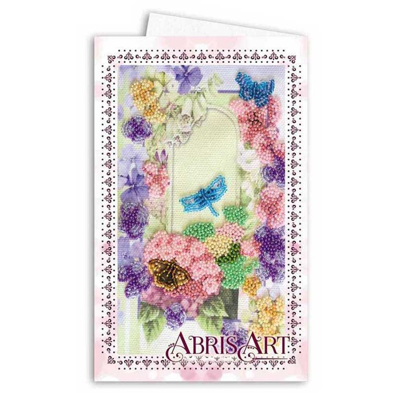 Набір для вишивання мікробісером листівка-конверт Абріс Арт АОМ-004 Бабка і метелики