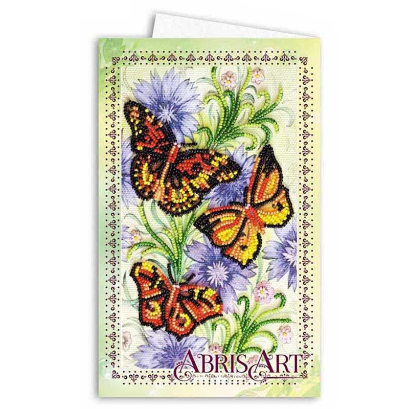 Набір для вишивання мікробісером листівка-конверт Абріс Арт АОМ-008 Три метелика