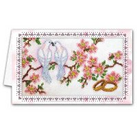 Набор для вышивки микробисером открытка-конверт Абрис Арт АОМ-012 Свадебные птицы