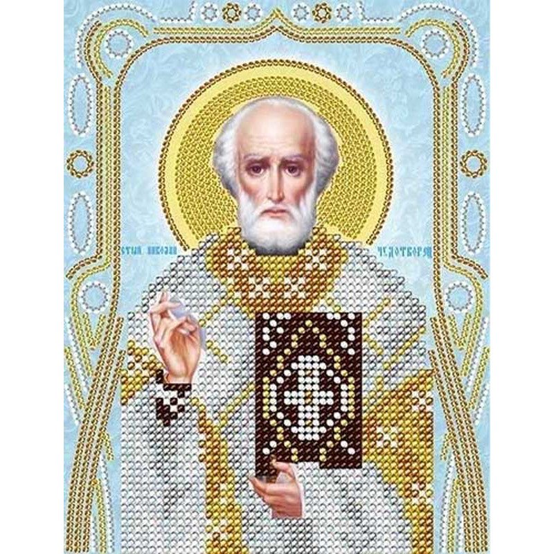 Cхема для вышивки бисером  А-строчка АС5-061 Икона Святой Николай Чудотворец (серебро)