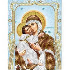 Схема для вишивання бісером А-строчка АС5-063 Ікона Володимирська Божа Матір (срібло)