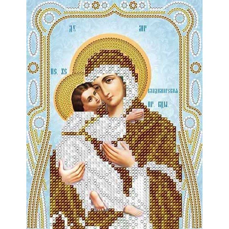 Схема для вишивання бісером А-строчка АС5-063 Ікона Володимирська Божа Матір (срібло)