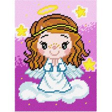 Набір для вишивання пряжею по канві з рисунком Quick Tapestry TD-32 Янголятко-дівчинка