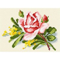 Kit for embroidery yarn on canvas with a pattern Quick Tapestry TD-35 Rose and Mimosa