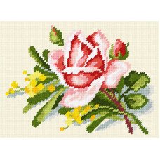 Kit for embroidery yarn on canvas with a pattern Quick Tapestry TD-35 Rose and Mimosa