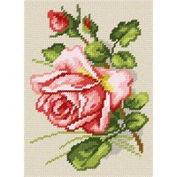 Kit for embroidery yarn on canvas with a pattern Quick Tapestry TD-37 Pink Rose