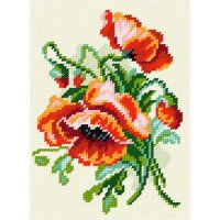 Kit for embroidery yarn on canvas with a pattern Quick Tapestry TD-38 Poppies