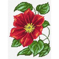 Kit for embroidery yarn on canvas with a pattern Quick Tapestry TD-44 Clematis Red