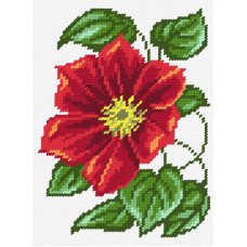 Kit for embroidery yarn on canvas with a pattern Quick Tapestry TD-44 Clematis Red