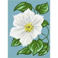 Kit for embroidery yarn on canvas with a pattern Quick Tapestry TD-45 Clematis White
