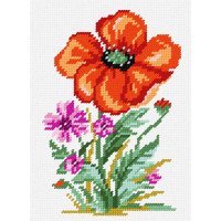 Kit for embroidery yarn on canvas with a pattern Quick Tapestry TD-46 Poppy and Cornflowers