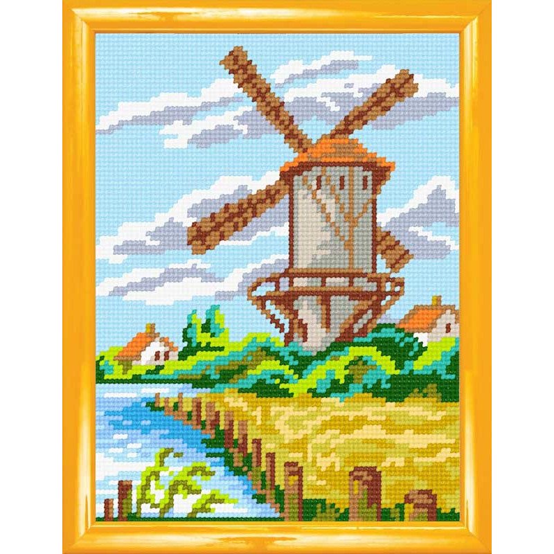 Kit for embroidery yarn on canvas with a pattern Quick Tapestry TH-18 The landscape of the European mill