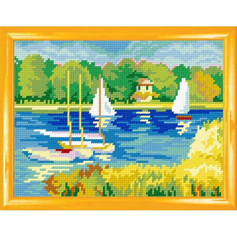 Kit for embroidery yarn on canvas with a pattern Quick Tapestry TH-33 Quiet harbor