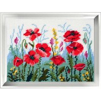 Kit for embroidery yarn on canvas with a pattern Quick Tapestry TH-35 Poppies