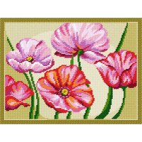 Kit for embroidery yarn on canvas with a pattern Quick Tapestry TL-23 Poppies