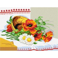 Kit for embroidery yarn on canvas with a pattern Quick Tapestry TL-25 Poppies and daisies